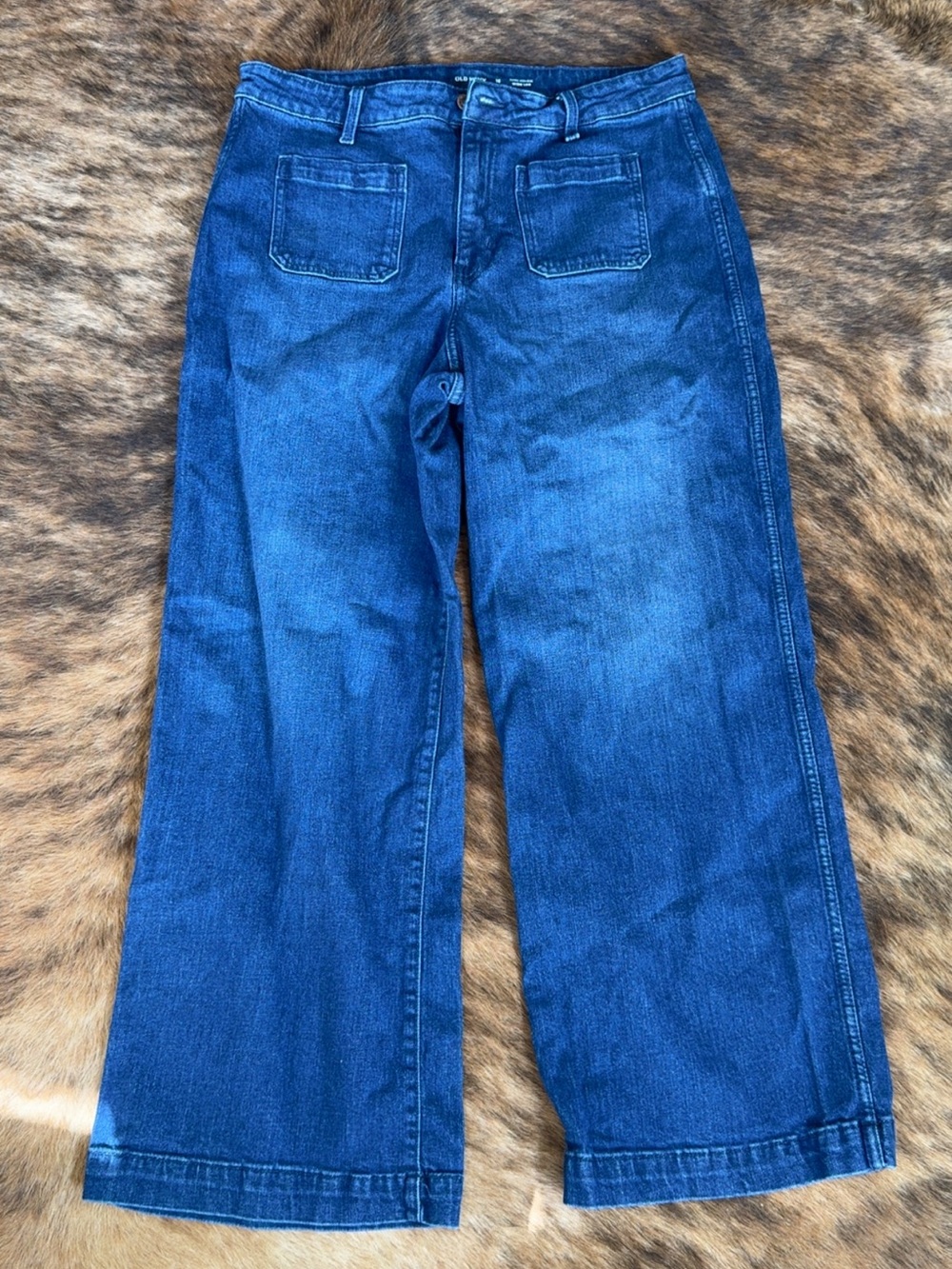 Old Navy Women's Dark Blue Flare Wide-Leg Jeans